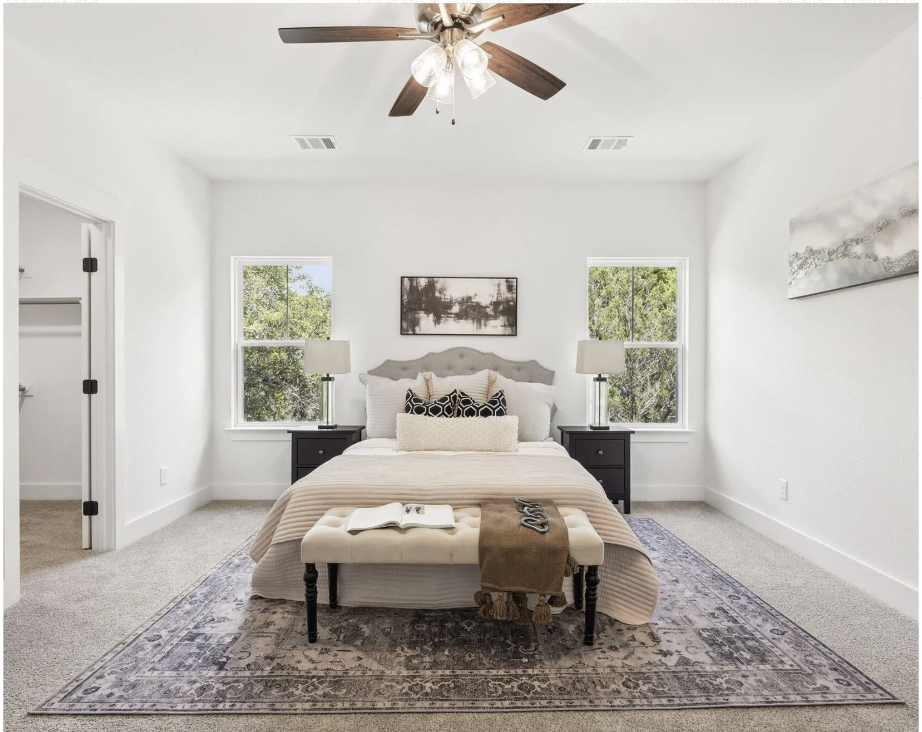Elegant bedroom with natural light